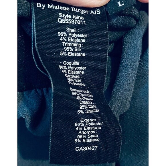 By Malene Birger Jumpsuit Womens Large Dark Green V Neck Pockets Crepe Silk Trim - Picture 6 of 6